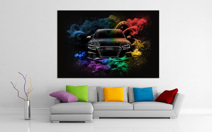 PRINTONIA Leinwandbild 120x80cm Audi A3 A4 A5 A6 Abstrakt Art Sportwagen Automobil Bilder Deko Dekor