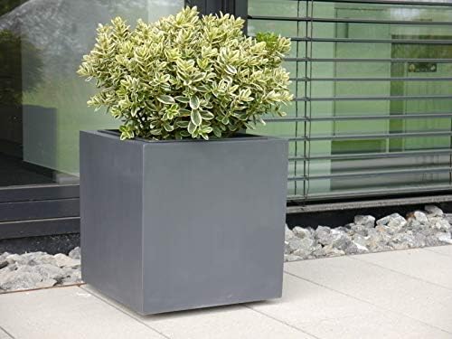 Pflanzkübel für Rollen aus Fiberglas in anthrazit - Grösse (LxBxH): 60x60x60 cm, 60x60x60 cm