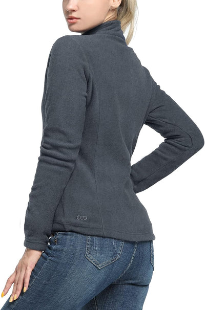 33,000ft Damen Fleecejacke mit Durchgehendem Reissverschluss Stehkragen Damen Leichte Fleece Jacke A