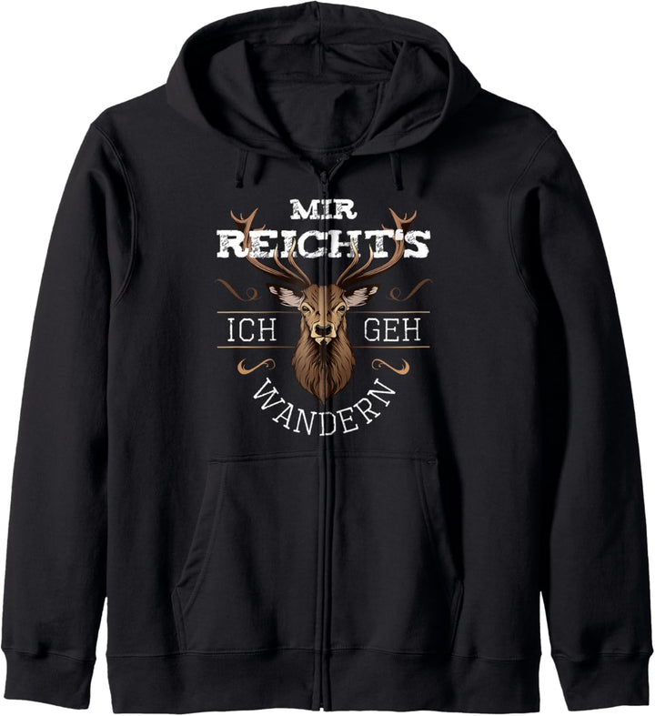 Wanderer Mir reichts ich geh Wandern Hirsch Sprüche lustig Kapuzenjacke