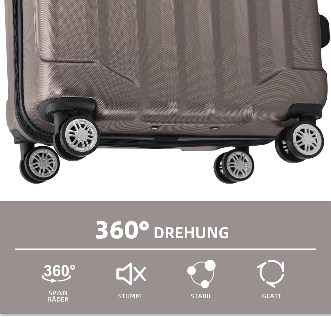 BEIBYE TSA-Schloss 2080 Zwillingsrollen neu Reisekoffer Koffer Trolley Hartschale Set (Coffee, Set)