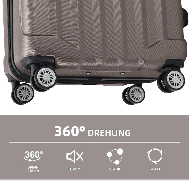 BEIBYE TSA-Schloss 2080 Zwillingsrollen neu Reisekoffer Koffer Trolley Hartschale Set (Coffee, Set)