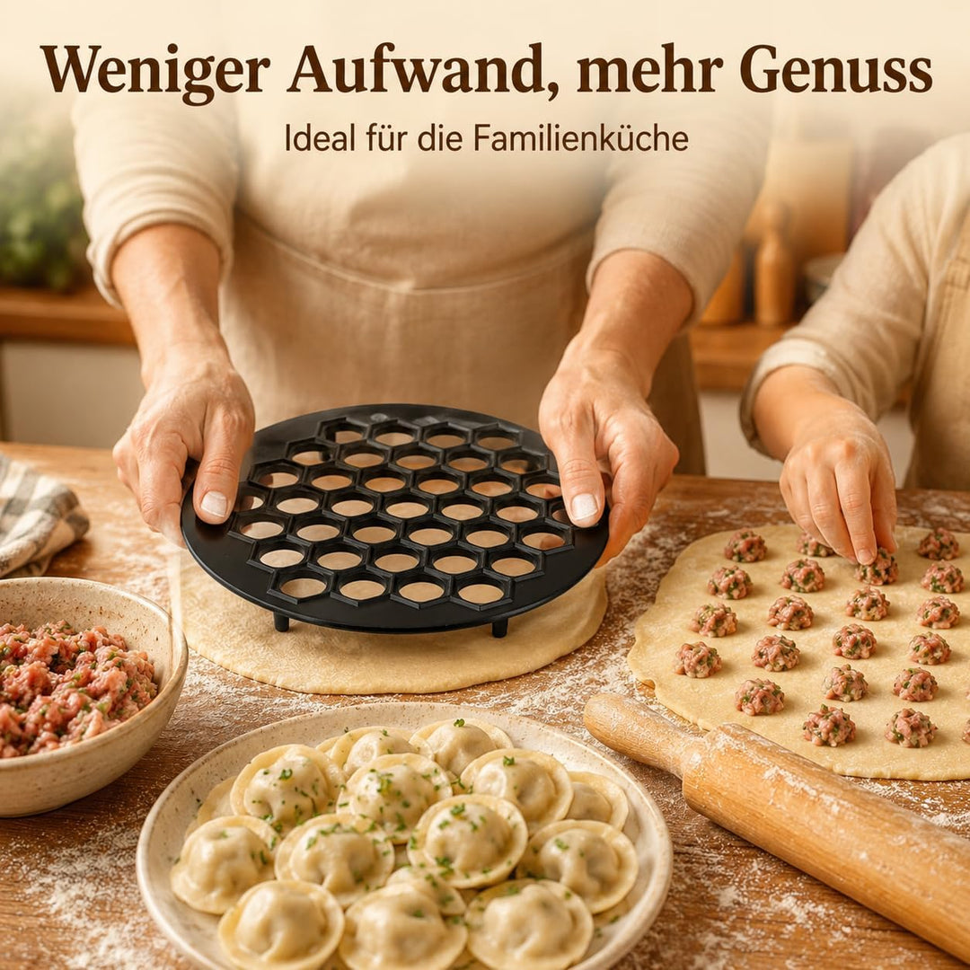 Pelmeni Form, Russischer Ravioli Maker aus massiver Aluminiumlegierung mit 37 Löchern, Teigtaschenfo