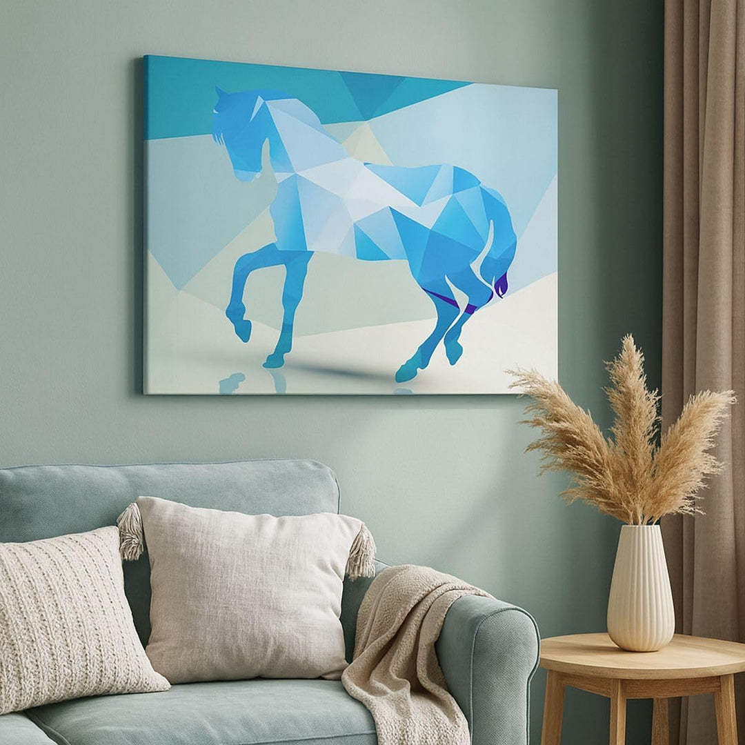 Bilder auf Leinwand 100x70cm Leinwandbild Pferd Illustration modern Grafik Gross Wanddeko Bild Schla