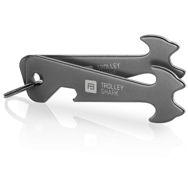 FABACH 2 TROLLEY SHARK Blacky Einkaufswagenlöser Schlüsselanhänger - Abziehbarer Einkaufswagenchip,