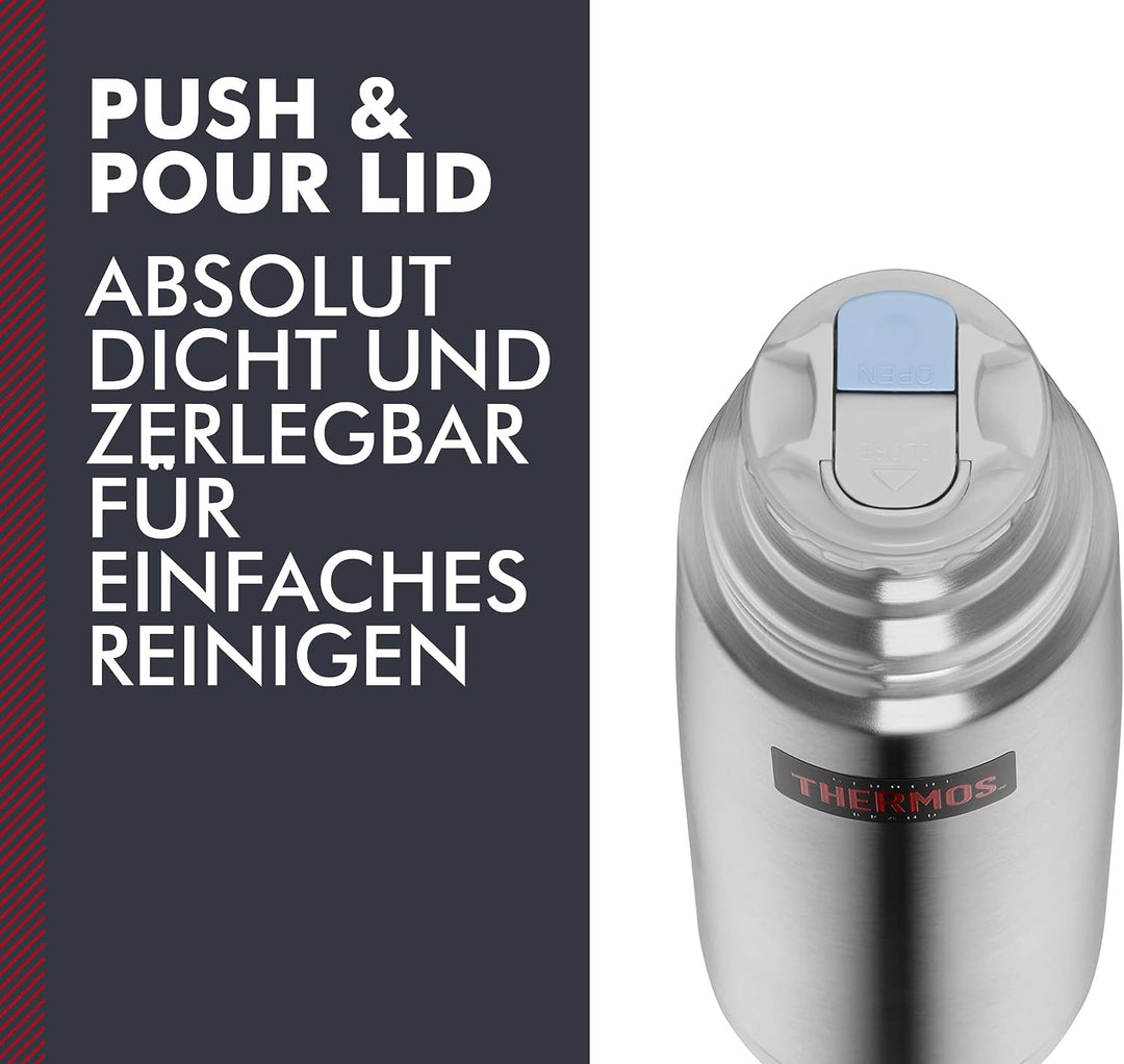 Thermos 4019.205.100 Isolierflasche Light and Compact, 1 L, Edelstahl mattiert Edelstahl 1,00 l, Ede