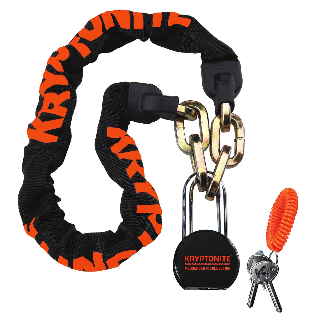 Kryptonite Messenger Chain & Moly Kettenschloss 2017 Kabel, Schwarz/ Orange