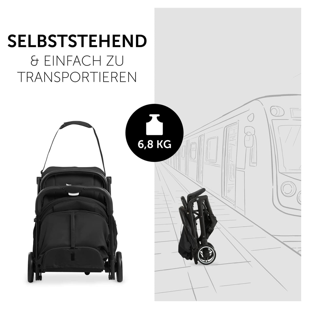 hauck Travel N Care, Schwarz - Reise Buggy für Kinder ab Geburt bis 22 kg - mit Liegefunktion - Leic