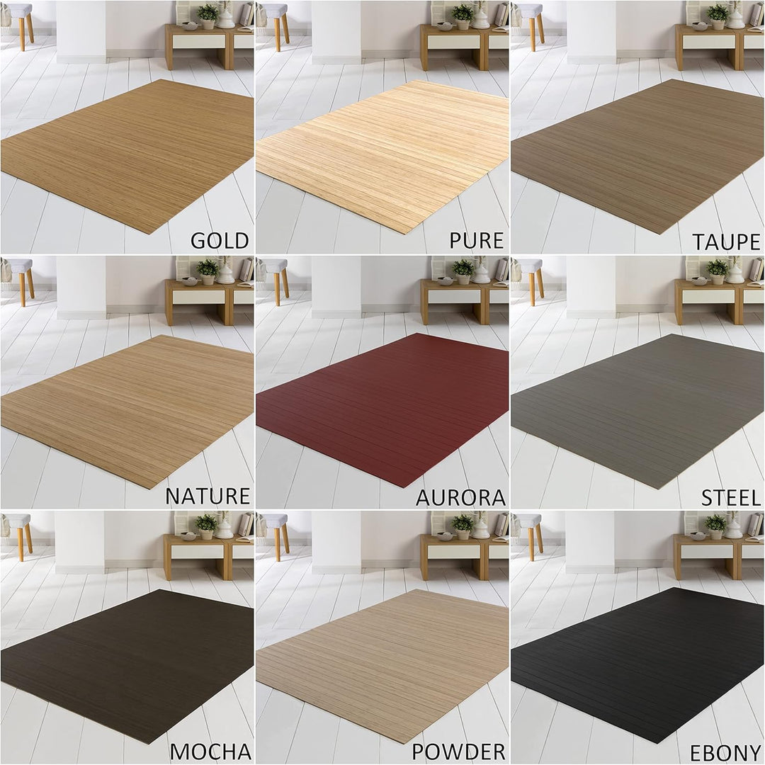 DE-COmmerce Bambusteppich SOLID Mocha 100x160 cm extra breite 50mm Stege ohne Bordüre für Wohnzimmer