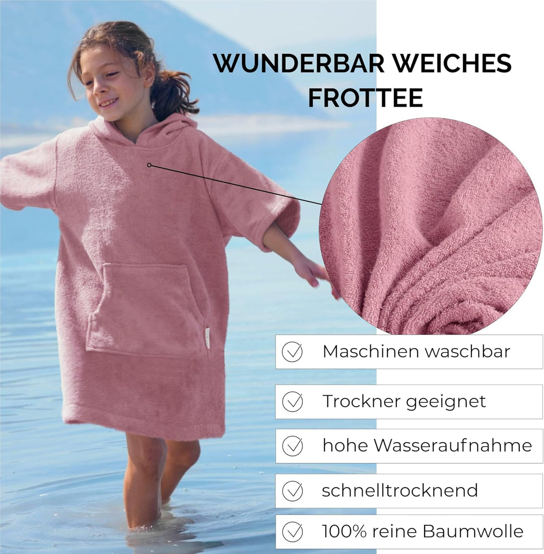 CalmyBEACH Frottee Badeponcho Mädchen Jungen - Kinder Surf Poncho 100% Baumwolle Strandponcho Handtu