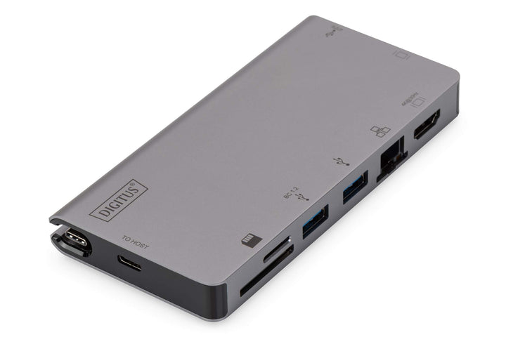 DIGITUS USB-C Travel Docking Station – 8 Ports – 1x HDMI, 1x VGA (4K@30Hz) – 2x USB 3.0 / USB 2.0, 1