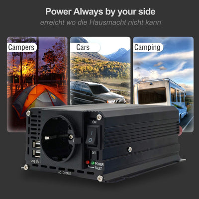 Yinleader Wechselrichter 400W 12V auf 230V 2 USB kfz Spannungswandler Inverter DC AC Umwandler Strom