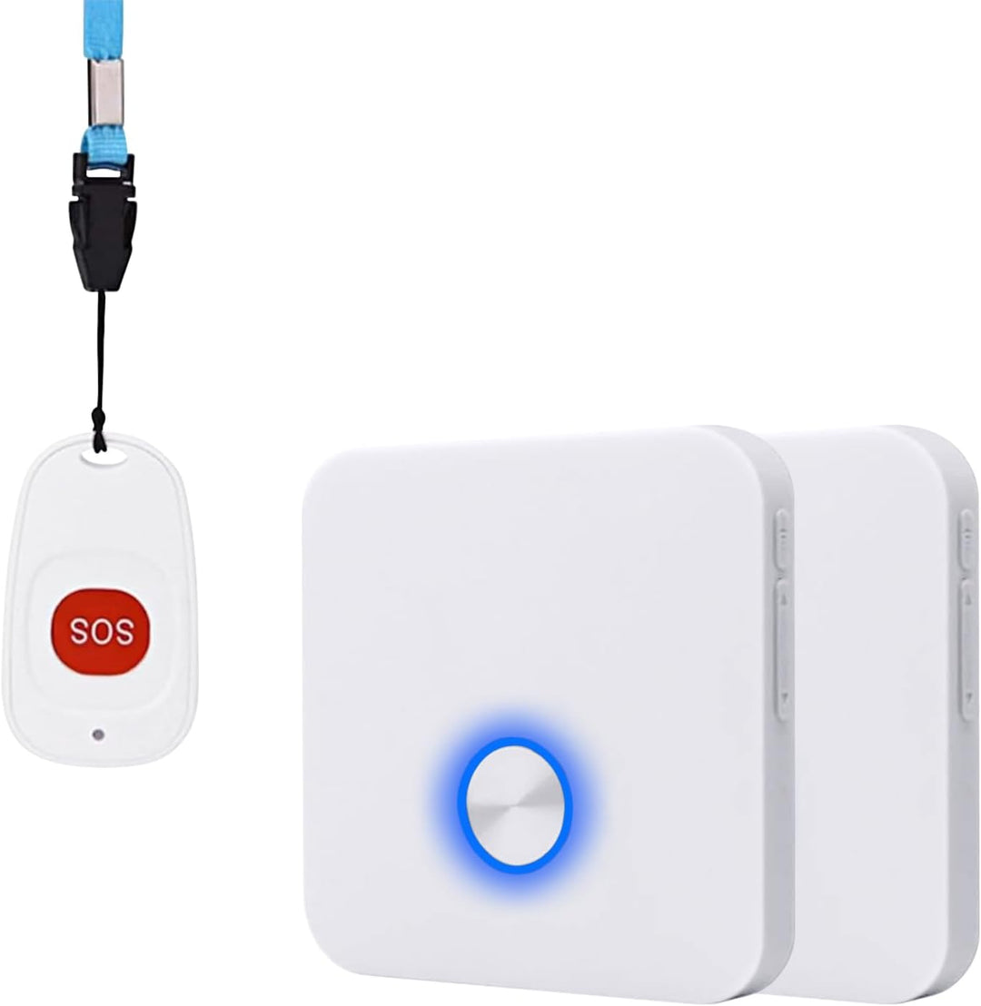 ALEENFOON Haus Wireless Mobiler Alarm Notruf Knopf Hausnotruf Panikalarm Wiederaufladbar Funkalarm f