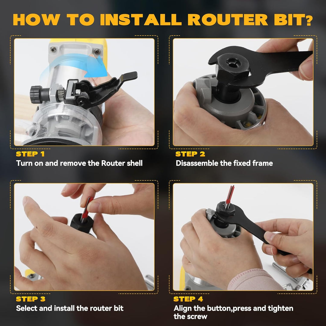 Kabelloser Power-Router kompatibel mit Dewalt 18/20 V Akku, bürstenloser Holzfräser, 5 Geschwindigke