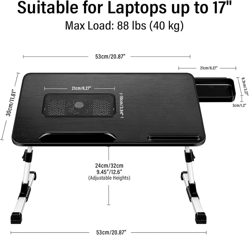 AirOpen Laptoptisch fürs Bett, Höhenverstellbar, Winkelverstellbar, Betttisch Klappbar mit Laptop Kü