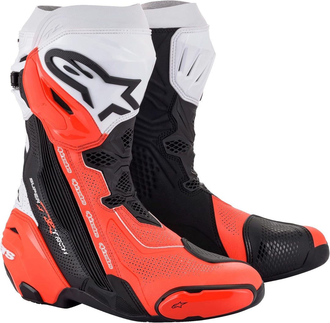 Alpinestars Herren X Tech 7 Stiefel Schwarz (Grösse 44) 44 EU Schwarz Weiss Rot Fluoreszierendes Gel