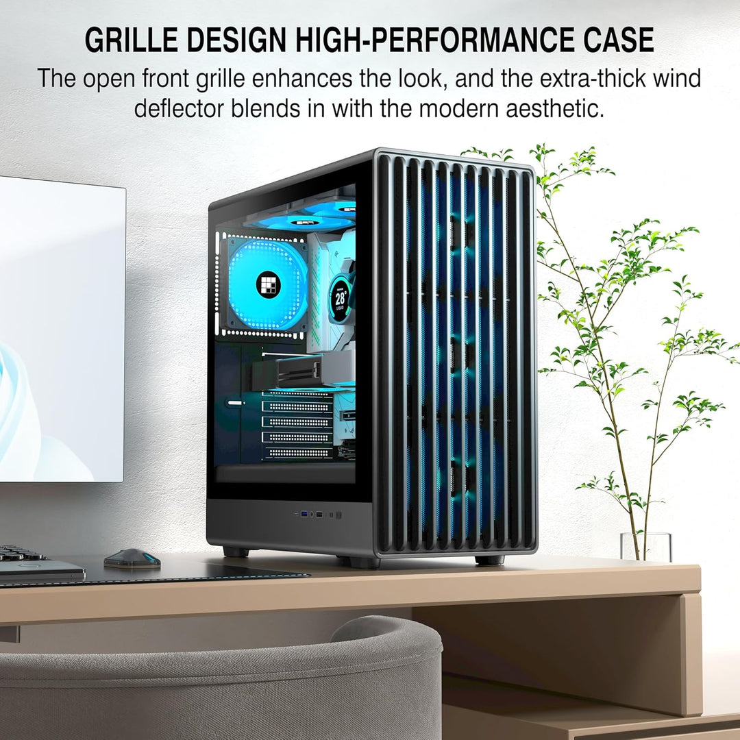FOIFKIN K6 PC Gehäuse - Vorinstallierter 6 PWM ARGB-Lüfter（3X 140mm und 3X 120mm）, ATX Mid-Tower Gam