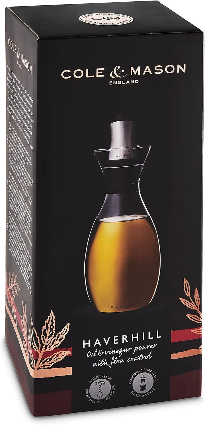 Cole & Mason H103029 Haverhill Essig und Ölflasche mit ausgiesser, 240ml, Olivenöl, Glasflasche für