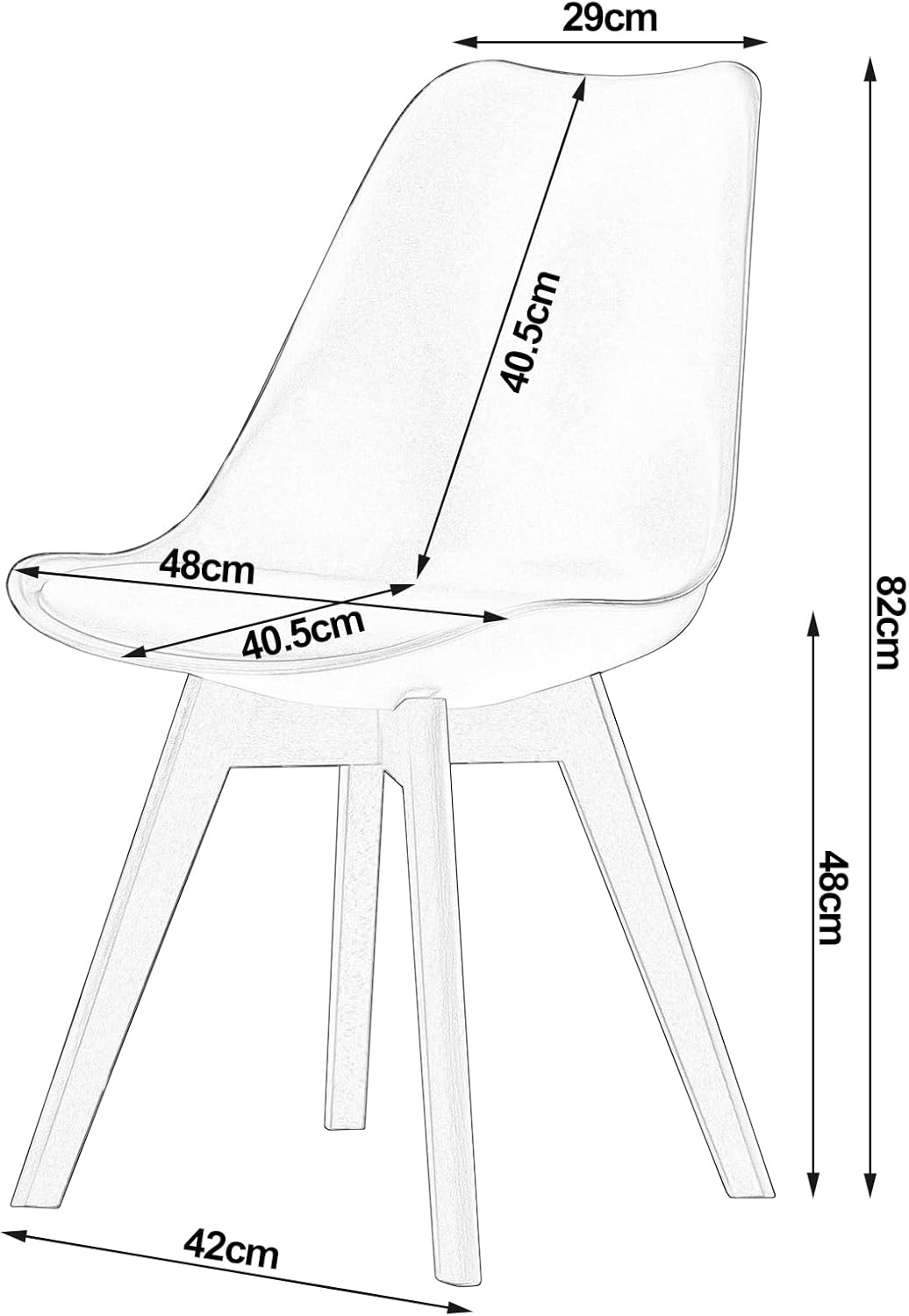 WOLTU BH29br-2 2 x Esszimmerstühle 2er Set Esszimmerstuhl Design Stuhl Küchenstuhl Holz, Braun 2er S