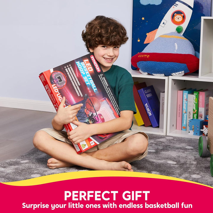 SYNCFUN Basketballkorb Indoor Kinder,Mini Basketballkorb Kinder mit Elektronische Anzeigetafel 4 Bal