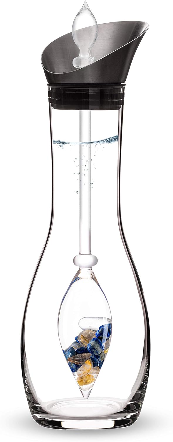 VitaJuwel Inspiration Edelsteinwasserset für Zuhause (Karaffe Era & Phiole) mit Lapislazuli & Rutilq