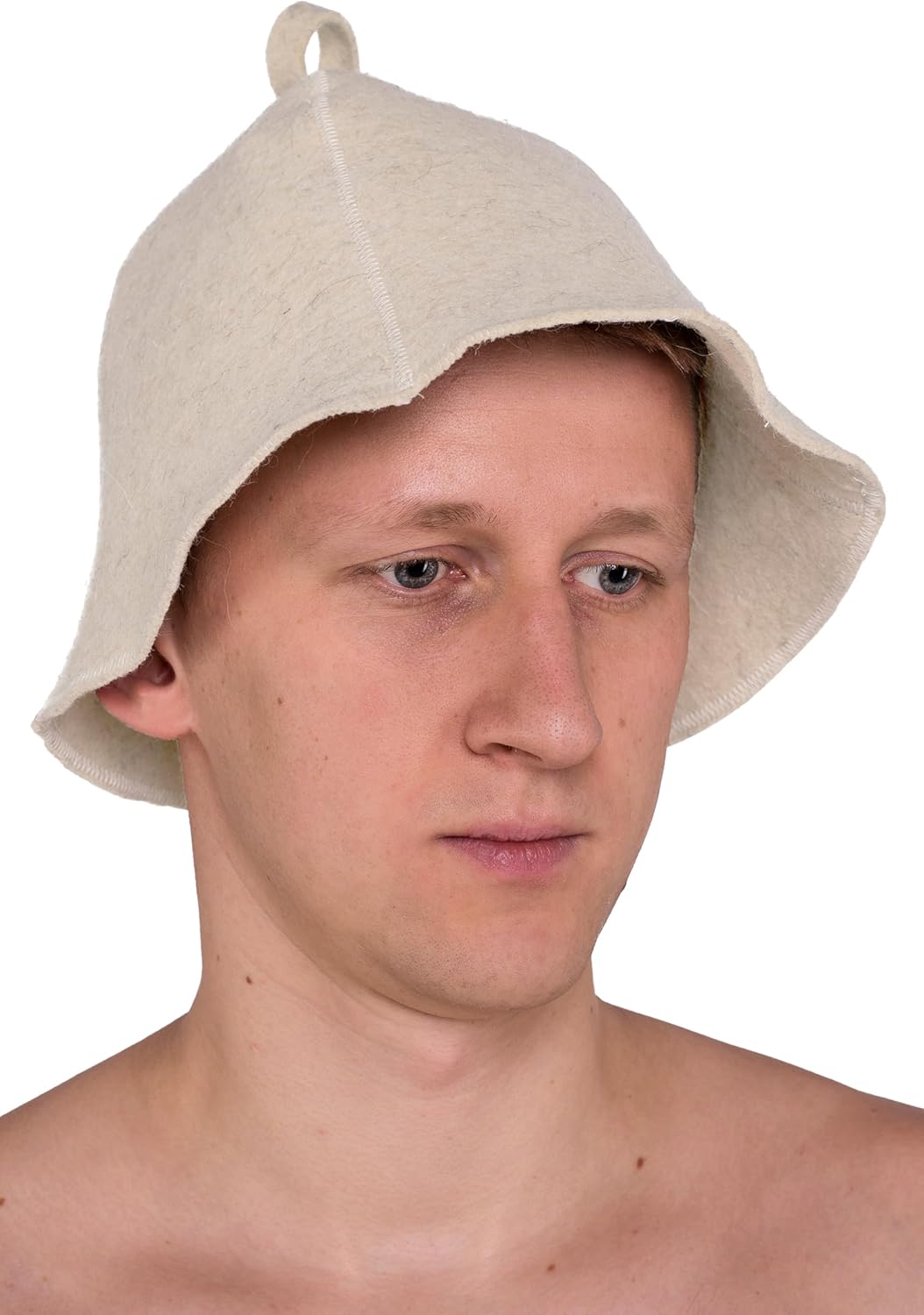 Ger3as Saunahut 100% Wollfilz mit Haken für Damen und Herren, Wellness Mütze Premium Qualität Filz S