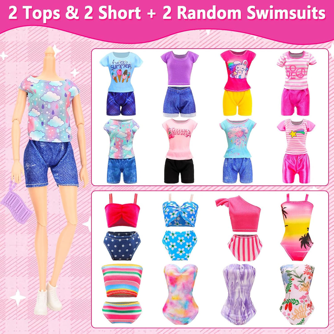 Miunana 63 Puppenkleidung Kleidung für Puppen = 15 Kleider 4 Tops Outfits 4 Hosen 3 Abendkleider 3 B