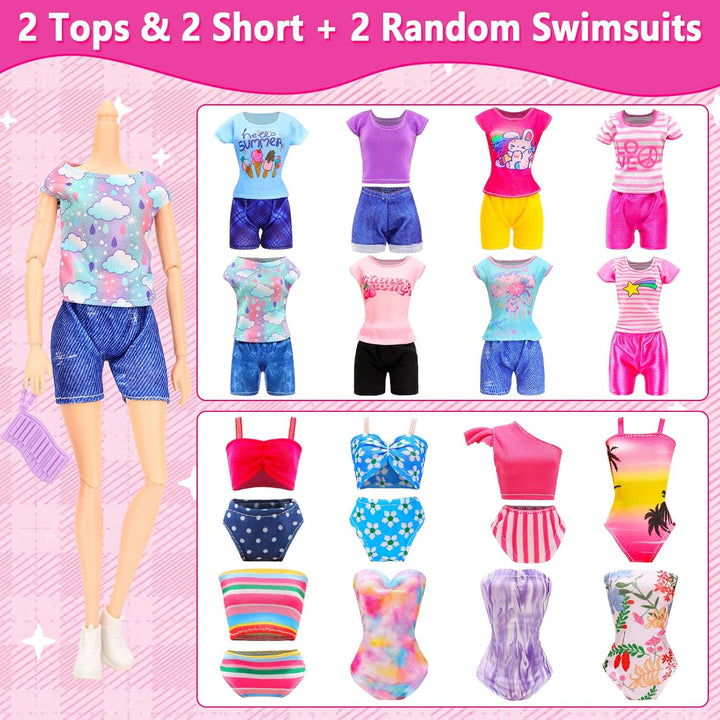 Miunana 63 Puppenkleidung Kleidung für Puppen = 15 Kleider 4 Tops Outfits 4 Hosen 3 Abendkleider 3 B