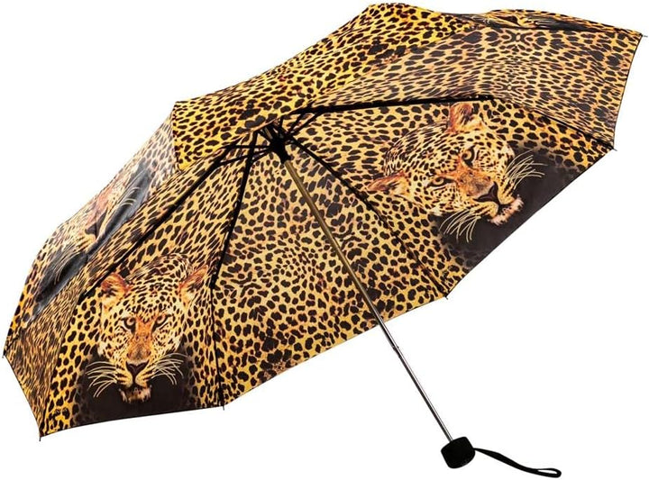 LUCKYWEATHER Regenschirm Taschenschirm Mini Damen/Herren Motiv Leopard I Taschenschirme klein und st