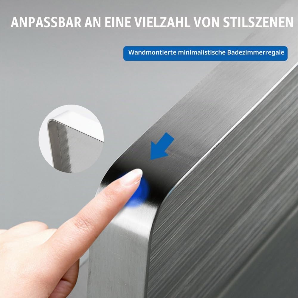 Duschablage Ohne Bohren,Gebürstet Duschregal Edelstahl mit Extra Ablaufrillen,Selbstklebendes Badezi