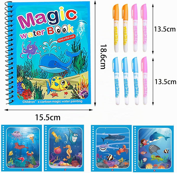 8 Stück Wassermalbuch,Wasser Malbuch,Water Magic Magisches Book Wassermalbücher Wasserzauber Colouri