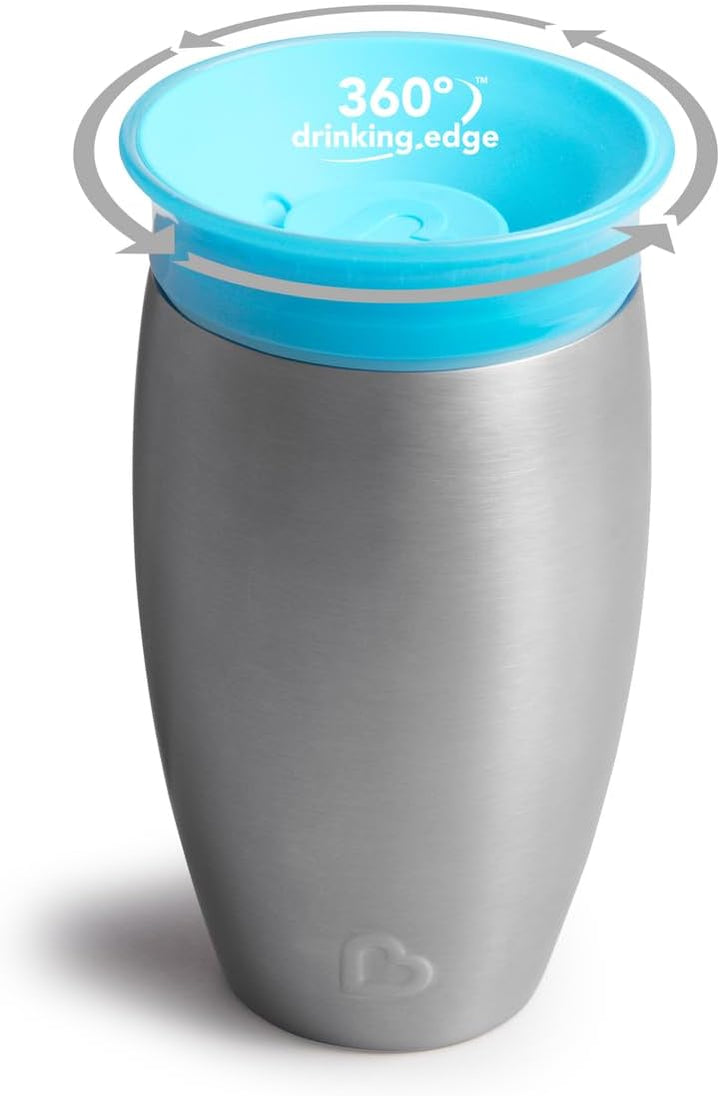 Munchkin Miracle 360°- Edelstahl-Trinkbecher für Babys und Kleinkinder, BPA-frei, auslaufsicher, spü