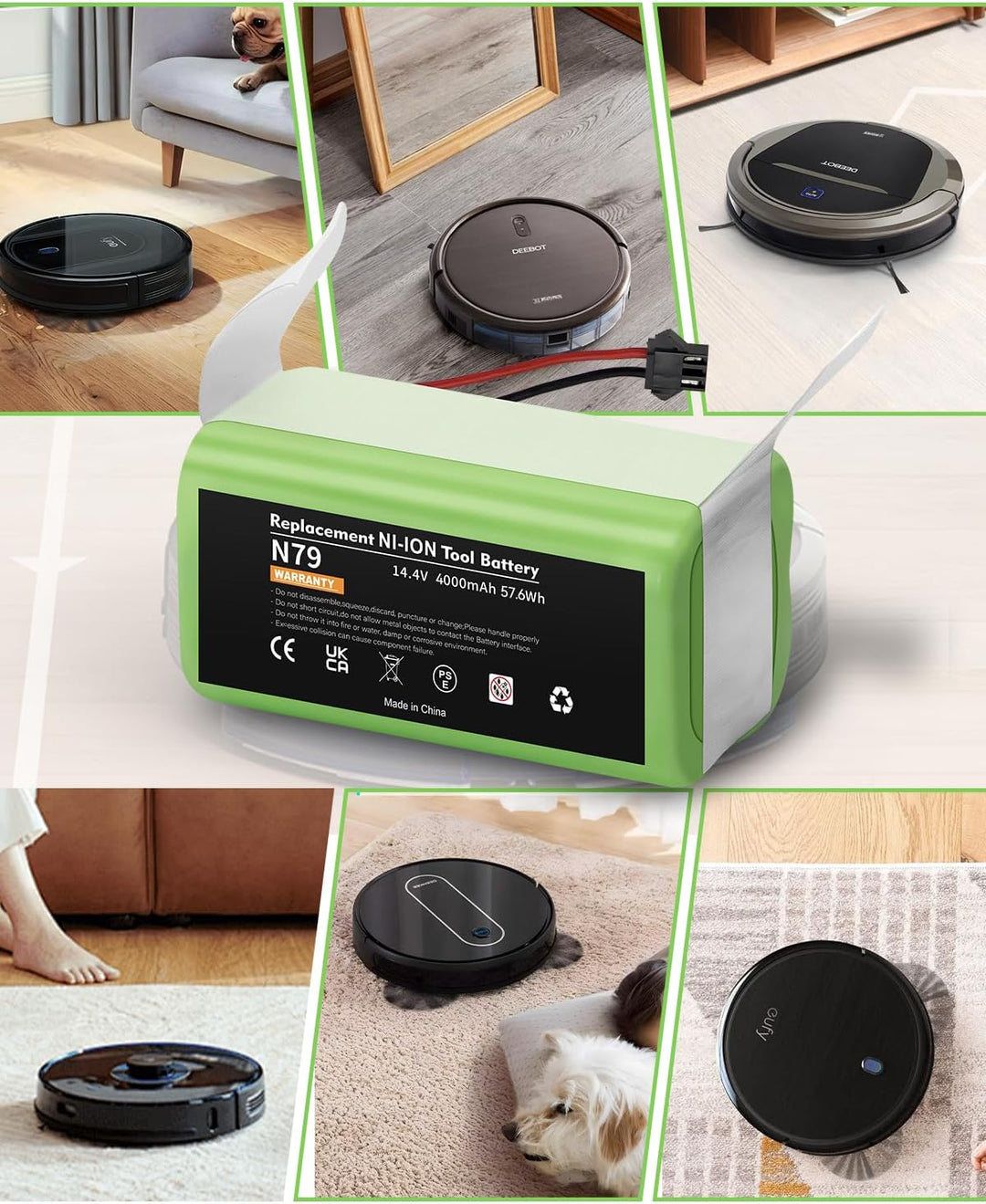 14.4V 4000mAh Ersatzakku für Eufy RoboVac G10 G20 G30 G35 G40 Hybrid, für RoboVac 11 11S 11S MAX 12