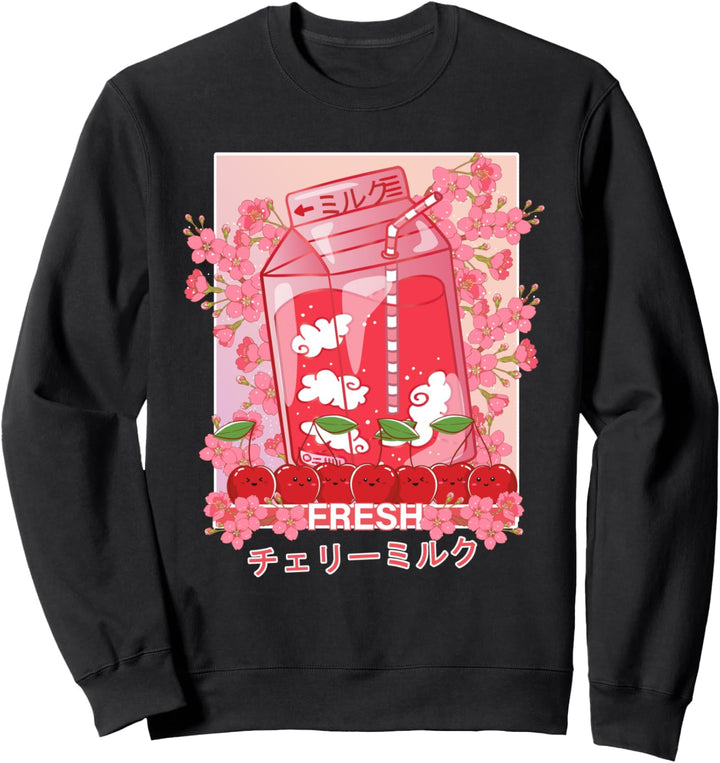 90er Kawaii Manga Anime Stil - Japanisches Kirsch Milchshake Sweatshirt