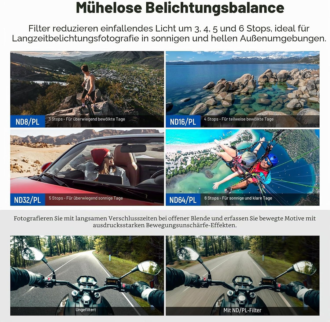 NEEWER 4er Pack ND/PL Filter Kompatibel mit Insta360 Ace Pro 2, ND8/PL+ND16/PL+ND32/PL+ND64/PL Grauf