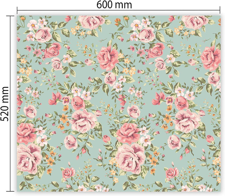 SmartDecoration Herdabdeckplatte Ceranfeldabdeckung aus Glas 60x52 cm Einteilig Motiv "Blumen" Blau