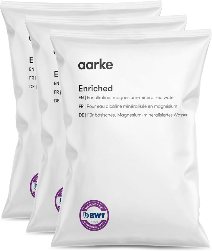 Aarke 3er-Pack Enriched Filter Nachfüllbeutel – Erhöht den pH-Wert, Fügt Magnesium Hinzu, Reduziert