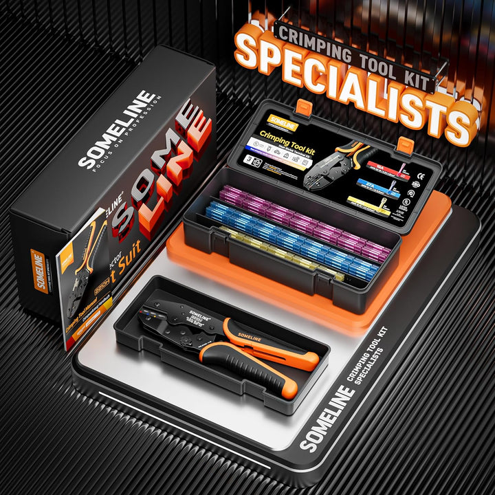 Crimpzange Stossverbinder Set,Stossverbinder zange 0,34-6 mm²,100 stück Stossverbinder mit Schrumpfs