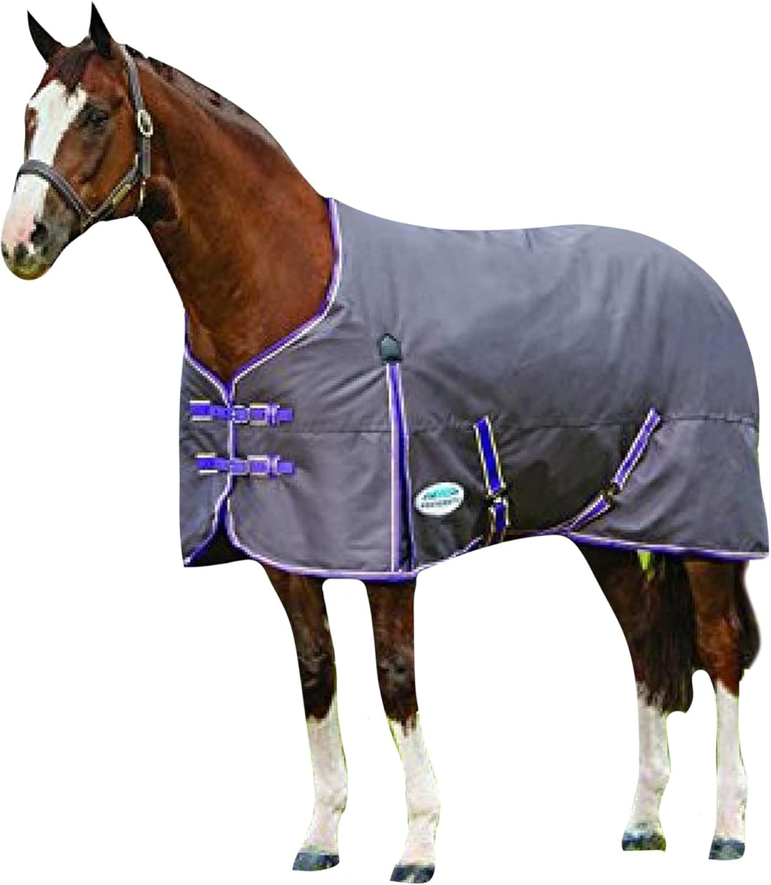 Weatherbeeta Comfitec Standard-Pferdedecke Essential, Halsweite mittelgross, Navy/Silver/Red, 6ft 3