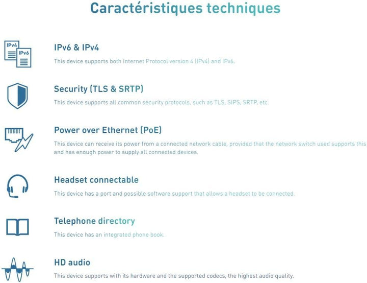 Snom D120 IP Telefon, SIP Tischtelefon, 2 SIP-Identitäten, PoE, Grafisches Display mit Hintergrundbe