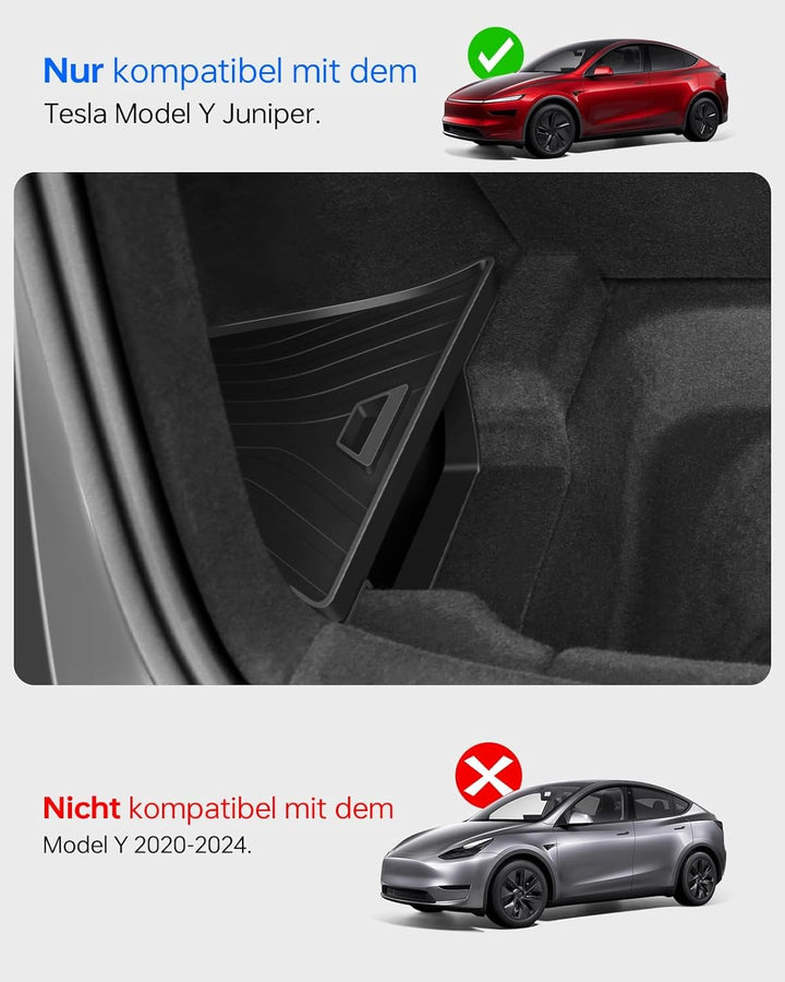 Kofferraum-Organizer für Tesla Model Y Juniper 2025 2026 2er Set mit Deckel – Wasserdicht, 1:1 Passf