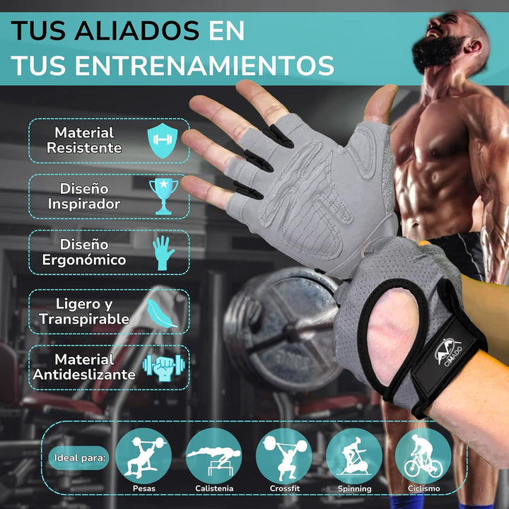 Fitnesshandschuhe | Crossfit-Handschuhe für Damen und Herren, atmungsaktiv, rutschfest und gepolster