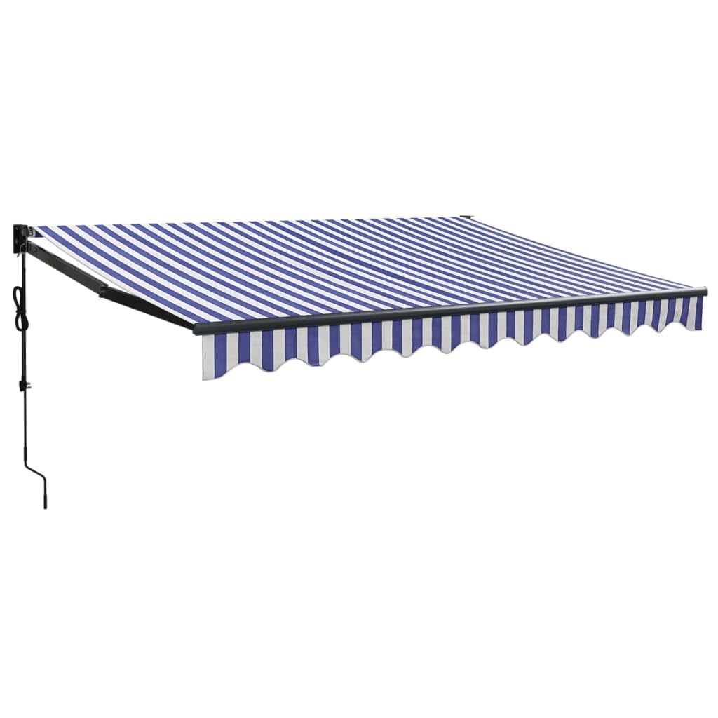 vidaXL Elektrische Markise mit Kurbel Blau und Weiss 3x2,5 m 3 x 2.5 m Blau und Schwarz, 3 x 2.5 m B