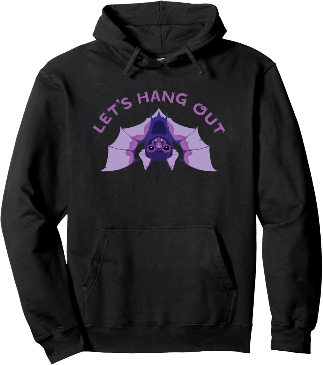 Let's Hang Out Cute Pastel Goth Kawaii Bat Hanging Out Pullover Hoodie