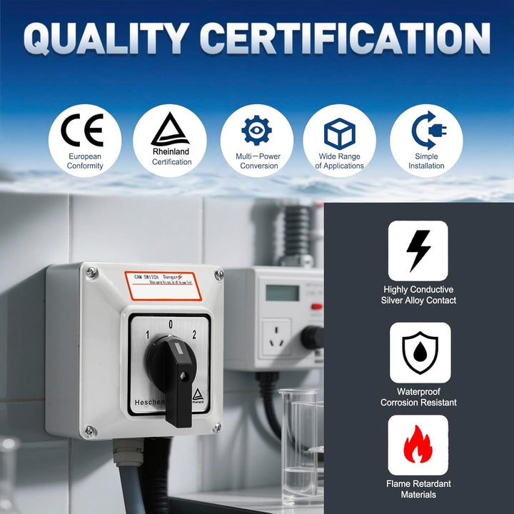 Heschen Universal Drehnockenwahlschalter, SZW26-63/D303.3D, 660V 63A, ON-OFF-ON 3 Positionen, 3 Phas