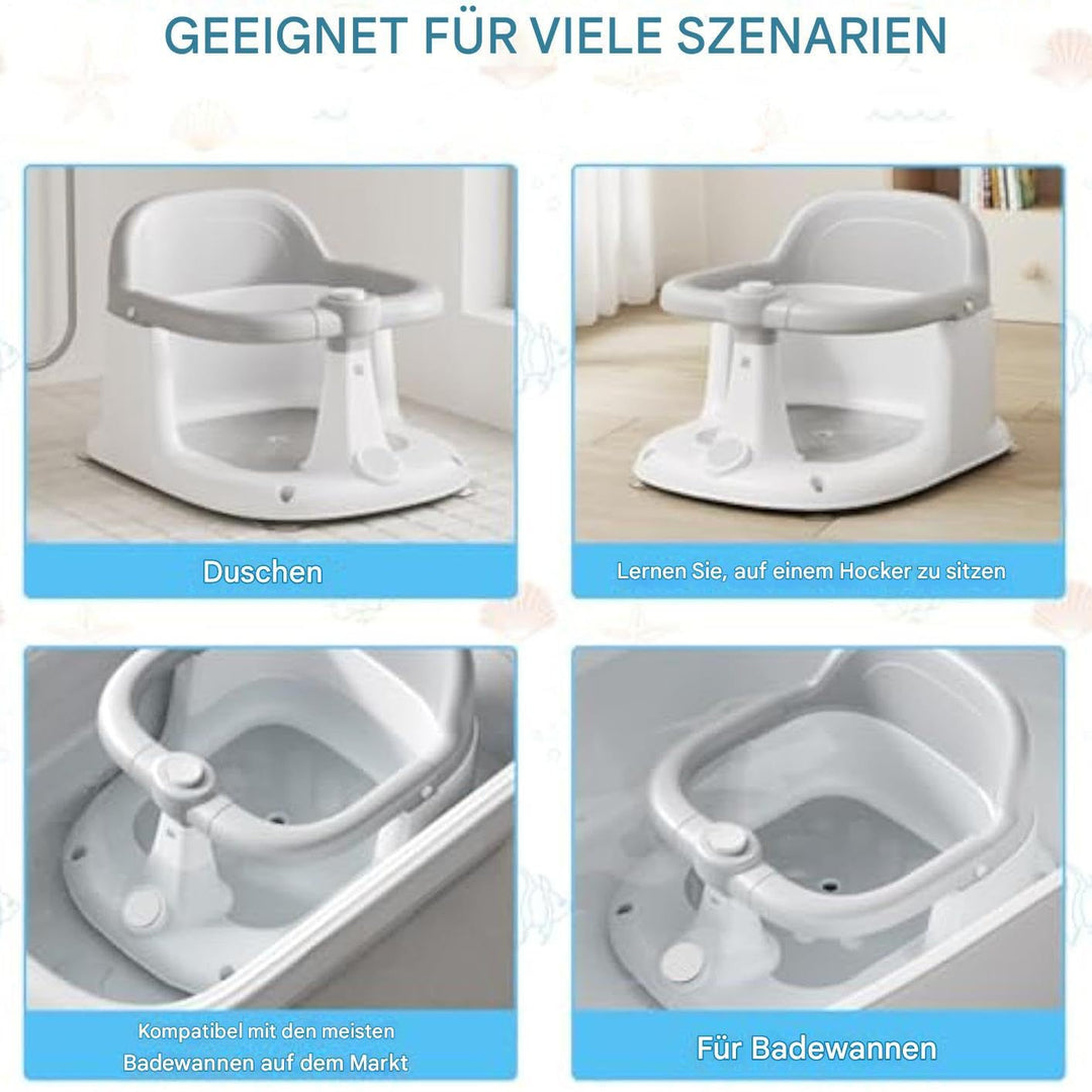 Badesitz Baby 6 Monate | Babybadsitz | Babys Badewanne Stuhl mit 4 Saugnapfern ohne Rutsch | Kleinki