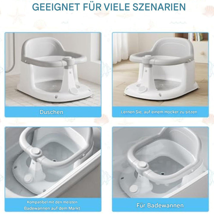 Badesitz Baby 6 Monate | Babybadsitz | Babys Badewanne Stuhl mit 4 Saugnapfern ohne Rutsch | Kleinki