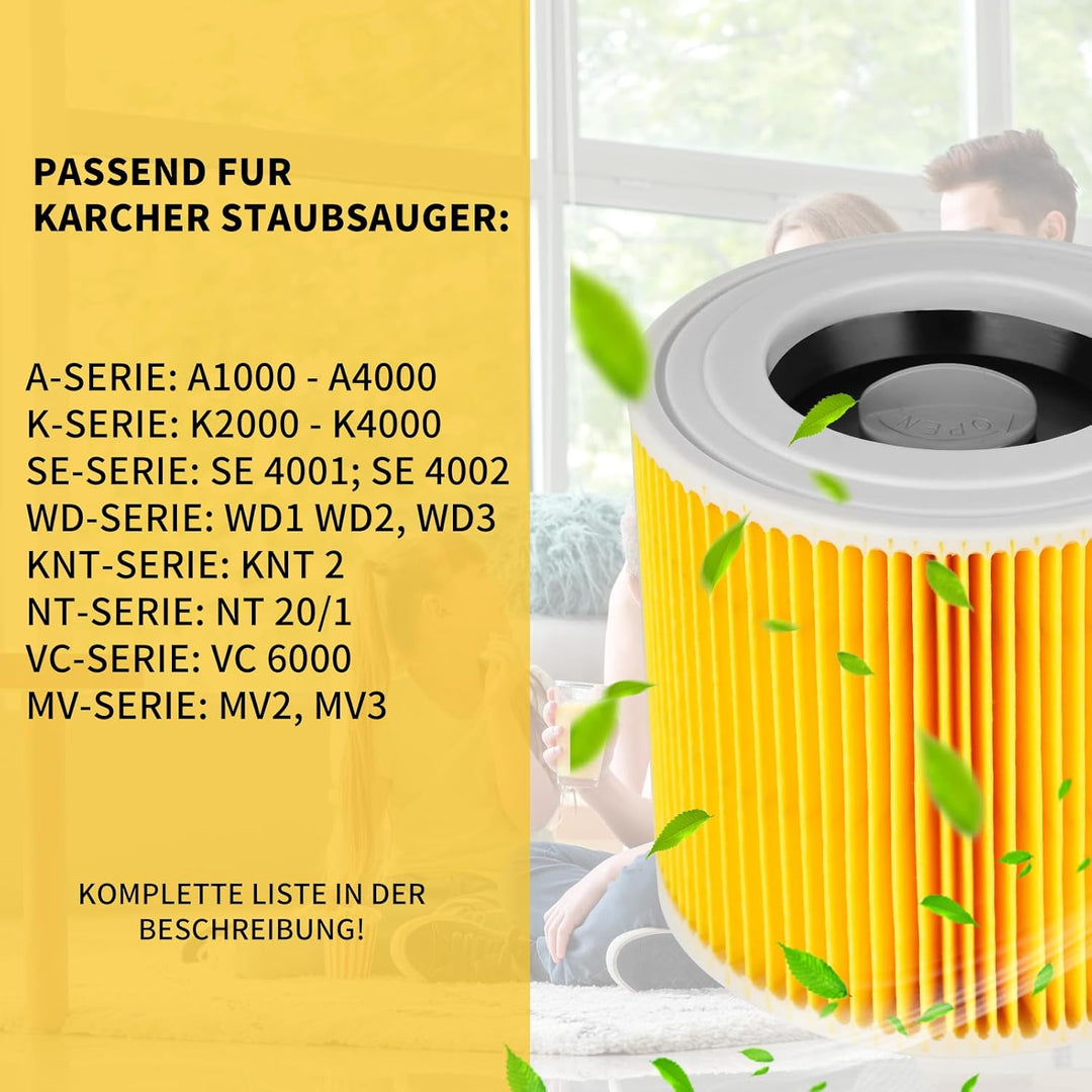 4 Stück Filter - für Kärcher Wd3 filter for für Kärcher wd3 Vacuum Cleaners WD1, WD2, WD3, MV3, MV2