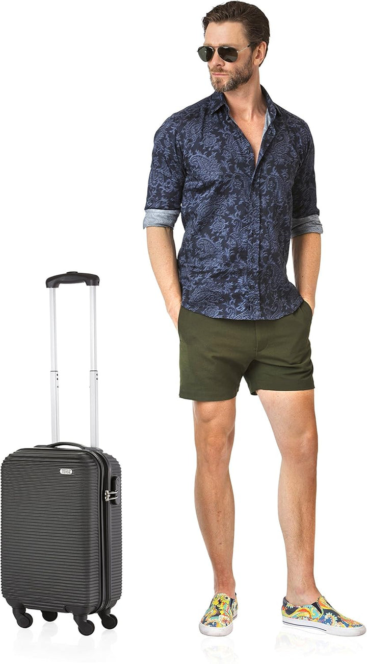 TravelZ Hartschale Handgepäck Koffer 54cm Horizon Reisekoffer Leicht ABS Schwarz, Schwarz