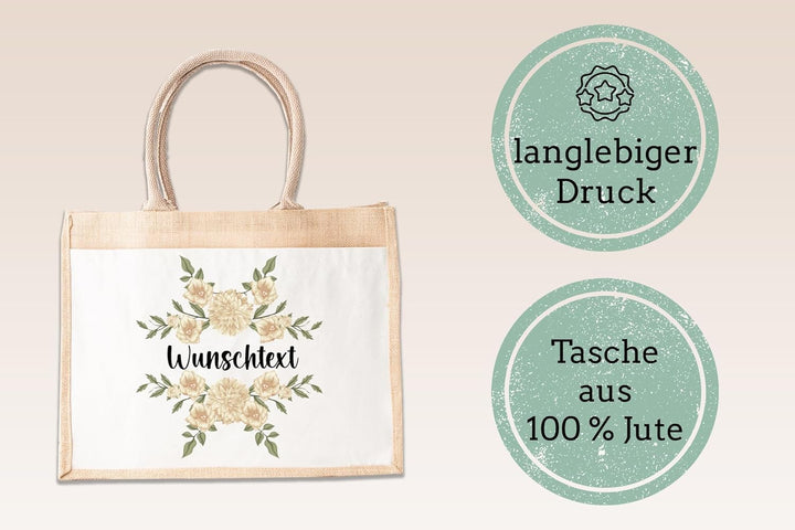 LIEBTASTISCH - Nachhaltige Jutetasche - Personalisierte Tasche mit Wunschtext - Geschenk - Einkaufst